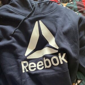Reebok Dark Blue Hoodie with White Logo